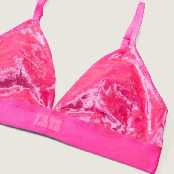 Victoria's Secret PINK VELVET TRIANGLE BRALETTE Atomic Pink - Picture 3 of 6
